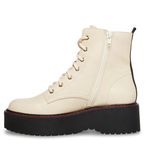 Steve Madden Cool Planet Kreed Bone Paris Cream Combat Boots Size 9